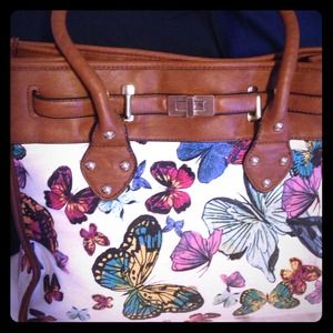 Aldo leather and canvas butterfly tote
