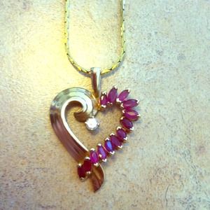 Real gold real stones necklace as charm