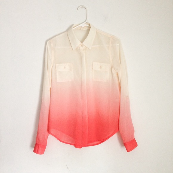 Host pick. Pink and ivory ombre chiffon blouse
