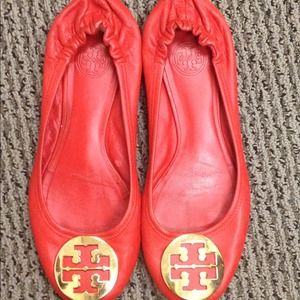 SOLD - Tory Burch Red Reva Flats- Size 9.5