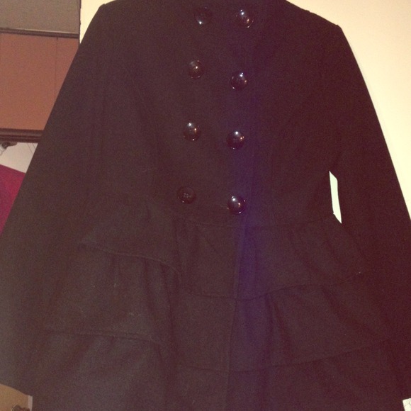 Black ruffle coat
