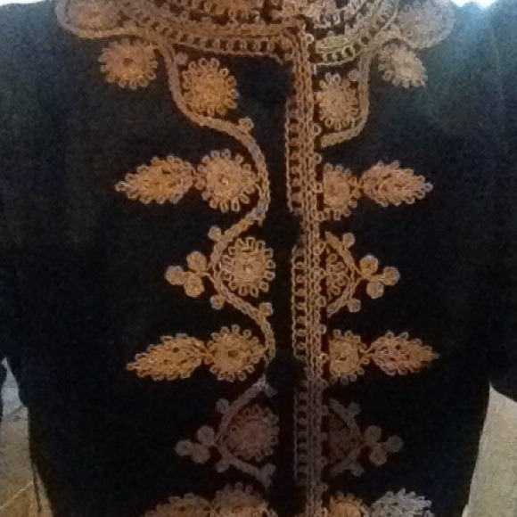 Black suede and gold crop jacket