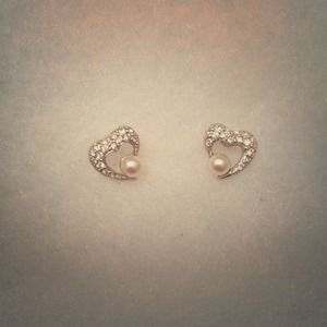 Swarovski crystal heart shaped studs-worn once!!