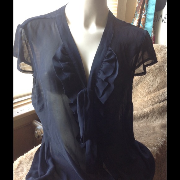 ❌PRICE SLASH❌💢😛SEXY NAVY SHEER BLOUSE😛
