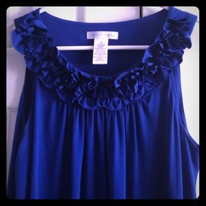 Blue dress with fringe around collar, size 10