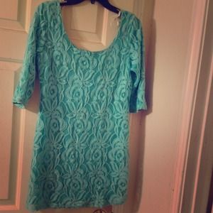 Turquoise lace dress