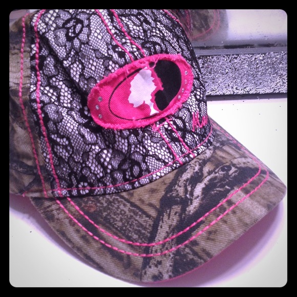 Pink, Lace Mossy Oak hat (: