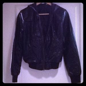 Urban Outfitters Vegan Leather Hoodie in black