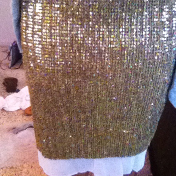 midi length sequin skirt with nude fabric under