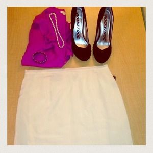 100% silk pencil skirt