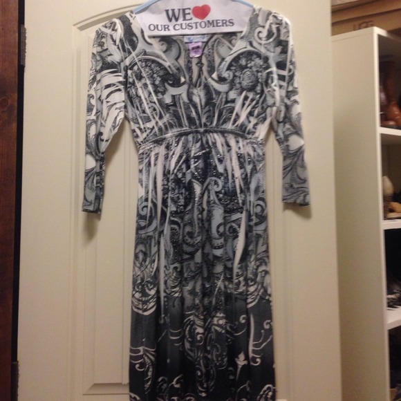 R. Rouge black and white dress
