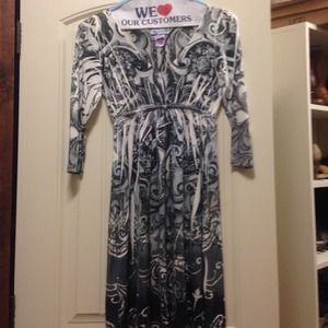 R. Rouge black and white dress