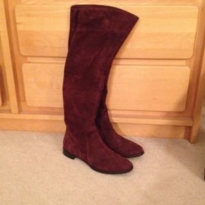 Over-the-Knee Burgundy Suede Boots