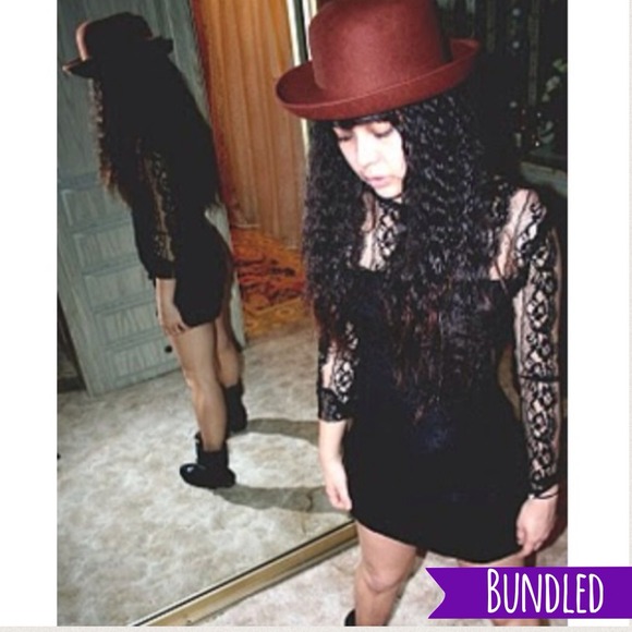 🔽Black Lace Rhinestone Bodycon Dress🔽 - Picture 1 of 4