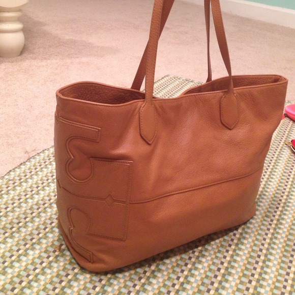 Tory Burch stacked t tote in royal tan