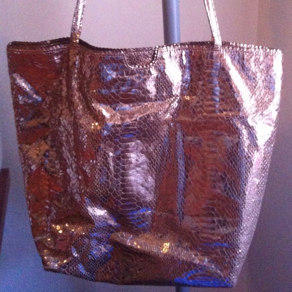 Carlos Falchi - Medium Leather Gold Rose Tote