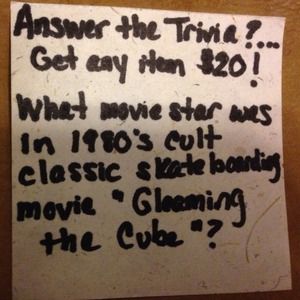 Trivia Time! Correct answer = any item $20!