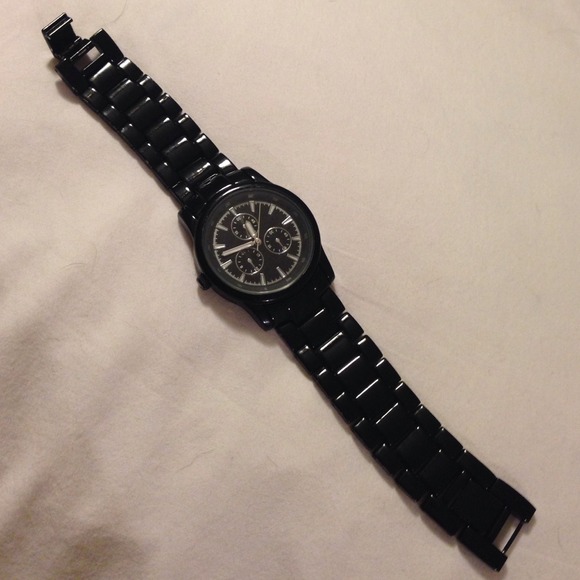 Black Enamel Boyfriend Style Watch