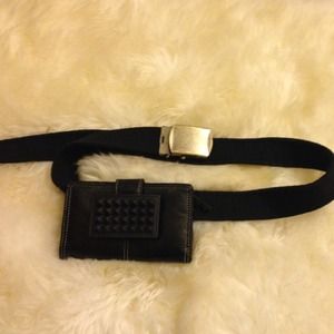 Black hipster wallet and belt with studs