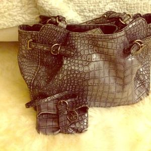 Large grey snake skin purse with mini wallet- JS