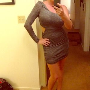 Shimmery gray one shoulder dress