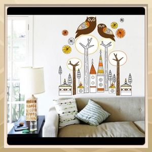 owls Mural Decals Home Art Removable Wall Stickers
