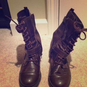 Brown combat boots