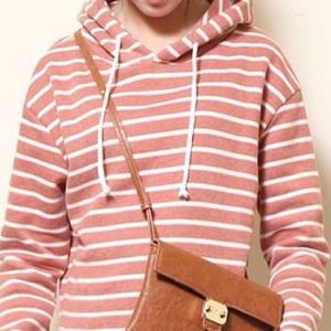 New Stylish Pink stripe Long Sweater Dress