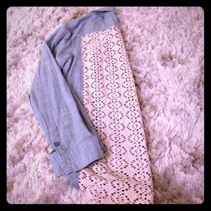 American rag jean top with crochet back