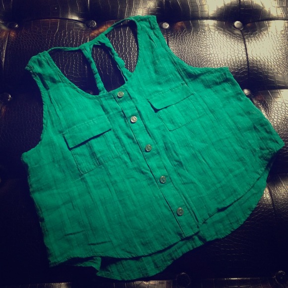 Green loose-fit top