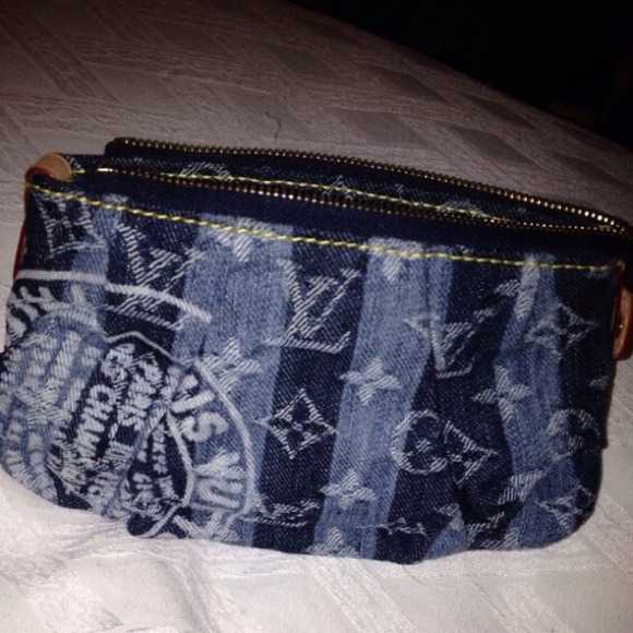 Lv denim mini coin purse