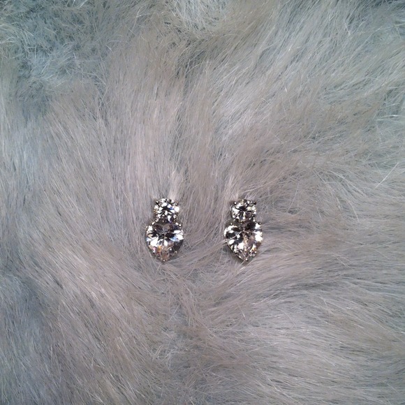 Swarovski heart and stud earring. Sterling silver.