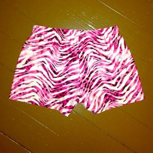 Pink zebra spandex shorts