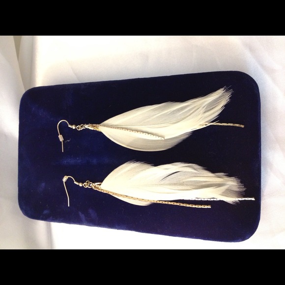 Gold Feathered Dangle Earrings