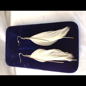 Gold Feathered Dangle Earrings