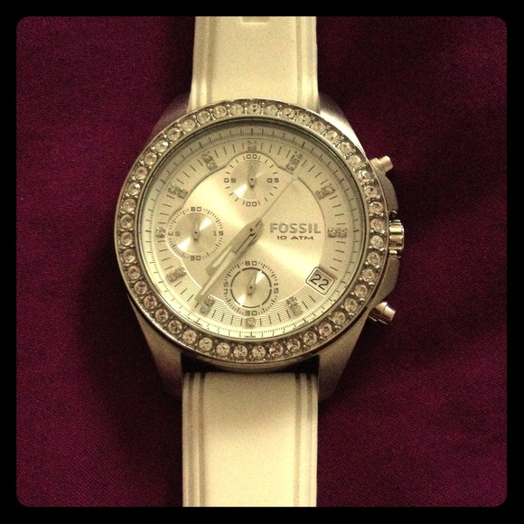 White Fossil watch