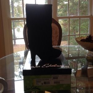 Sam Eldelman black Suede Boot Wedge -Worn Once
