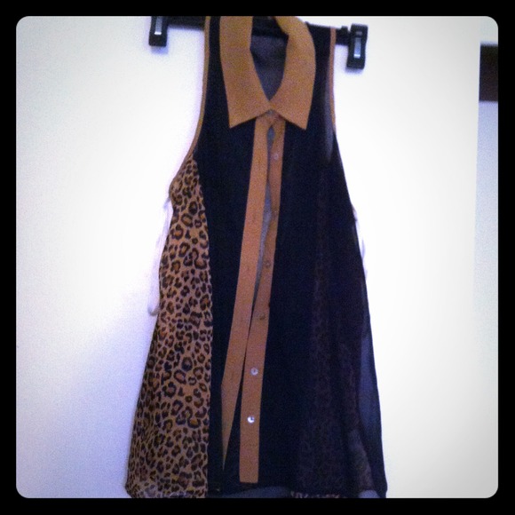 Black and leopard sheer shirt .