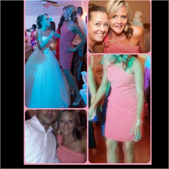 Beautiful coral one shoulder dress