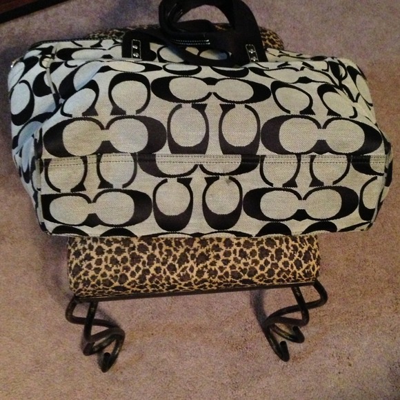 Large Coach Diaper Bag Black & Grey Pink Inside!