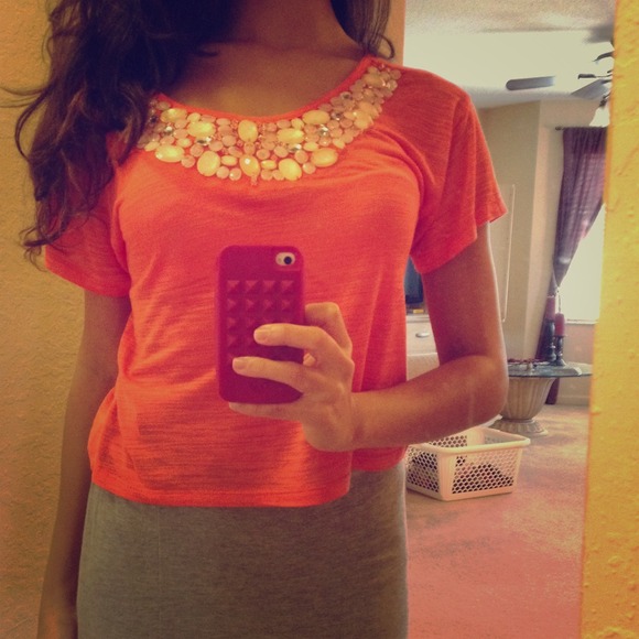 BEBE Bejeweled crop top