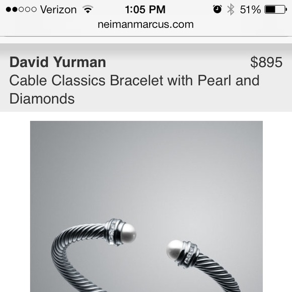 David Yurman Pearl and Diamond Cable Bracelet - Picture 3 of 4