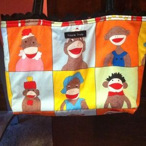 Vintage sock monkey handbag