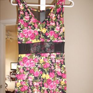 Floral mesh cut out dress