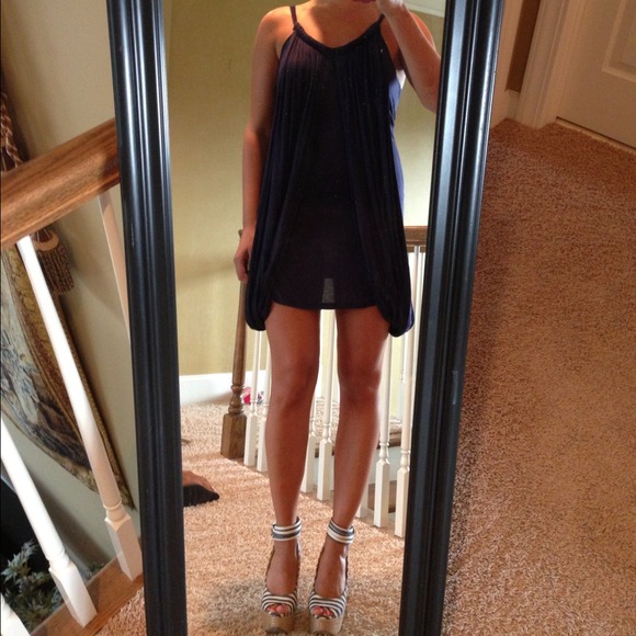 Very cool navy dress with side "wings"