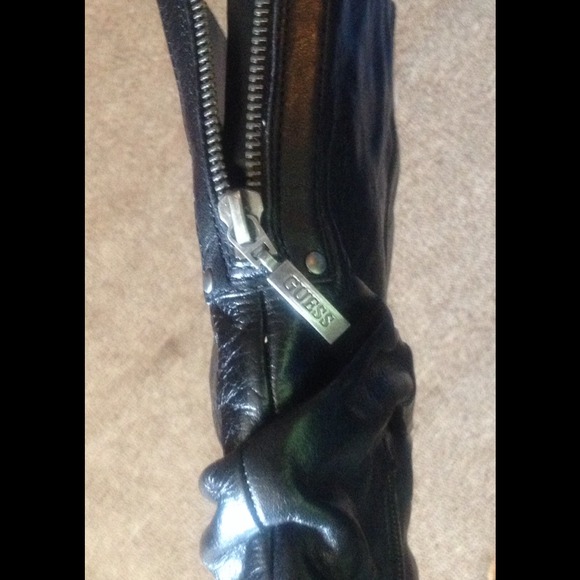 Guess black leather knee slouchy boots