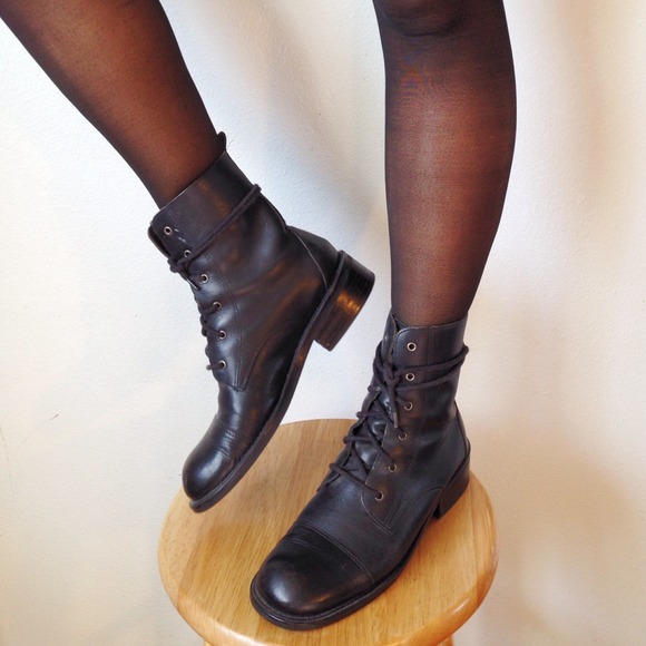 🎁BUNDLED🎁black lace up combat  moto boots