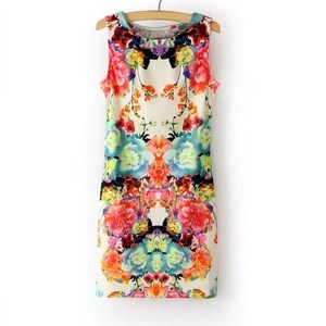 Floral Print Retro Style Sleeveless dress