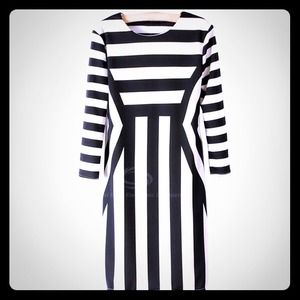 Black and white striped dress
