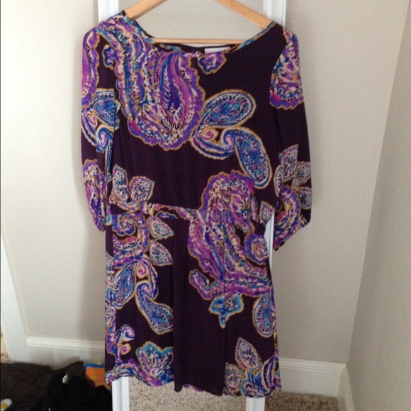 Silk paisley print shift dress